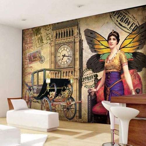 Vintage-Frauen Architektur 3D Tapete Poster Restaurant Schlafzimmer Wohnzimmer Sofa TV Dekorative Wand-300cm×210cm