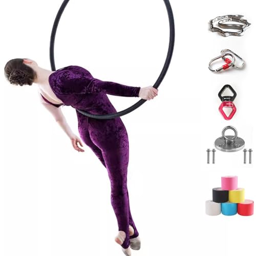 ROGHA Lyra Hoop Set, Luftreifen, Single Point Hoops Zirkus, Aerial Yoga AusrüStung, Antennenringsatz, Edelstahlreifen, FüR AnfäNger, Profis Und Manege,90cm-2.5cm