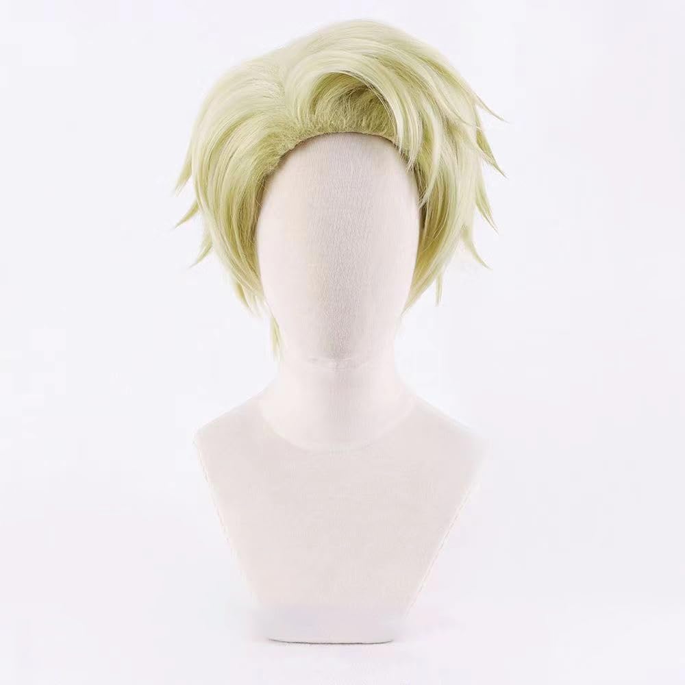 WCCNKK Anime Cosplay Perücke, Jujutsu Kaisen Nanami Kento Perücke, Gelbgrünes Kurzes Haar, Mit Perückenkappe, Für Party Alltag Halloween Perücke Cosplay, Dekoratives Geschenk