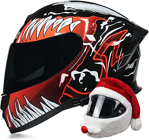 Motorradhelm Integralhelm Mit Doppelvisier Mopedhelm DOT/ECE-Zertifiziert Fullface Helm Rollerhelm Integral-Rennmotorradhelm Moped Street Bike Racing Sturzhelm Unisex (Color : H, Größe : M=57-58cm)