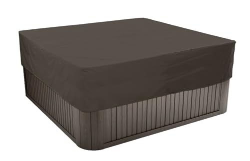 BaCover Outdoor Whirlpool-Abdeckung, Allwetter Garten Spa Abdeckung aus 210D Oxford, Wasserdicht, Staubdicht, UV-geschützt Poolabdeckung Quadrat,Kaffee,218x218x50cm