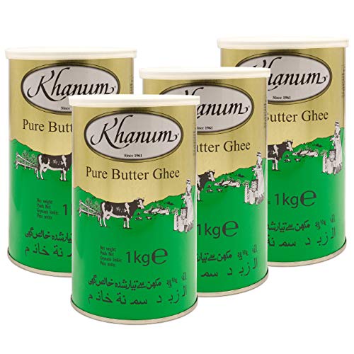 Khanum - Pure Butter Ghee - Bestes Butterfett zum Braten und Kochen im 4er Set à 1 kg Dose