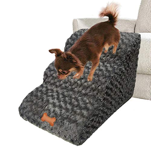 Katzentreppe Leiter – Hundesofa-Leiter, Schaumstoff-Haustiertreppe | Treppe Haustierleiter für Bett, kleine Hunde und Katzen, Sofaleiter, Schaumstoff-Hunderampe mit waschbarem Bezug,