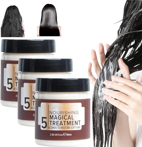 Vikada Nourishing Magical Treatment – 5 Sekunden zur Wiederherstellung von weichem Haar, Haarreparaturcreme, Kollagen-Haarmaske, für trockenes, strapaziertes Haar (3 Stk)