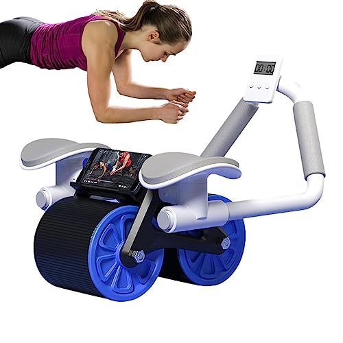 AB Rollerr Rad, Bauchtrainingsrolle, automatisches Rückprall-Bauchrad, Dual Round Exercise Roller für Rumpfmuskulatur, Heim-Körperform, Fitnessgerät für Arme, Bein, Rücken, Gesäß, Bauchmuskeltraining,