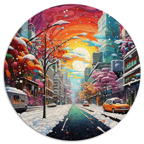 Puzzlespiel Schneebedeckte Straßenlandschaft Puzzle 1000 Teile 67,5 x 67,5 cm Lustiges Geschenkspielzeug Puzzle Lernspiele Stressabbauende Puzzles