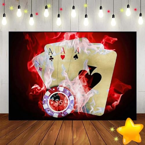 Casino chip Baby Party Hintergrund Poker Fotografie zubehör viel glück Geburtstag Hintergrund rot schwarz Karten Dekoration 350x230cm