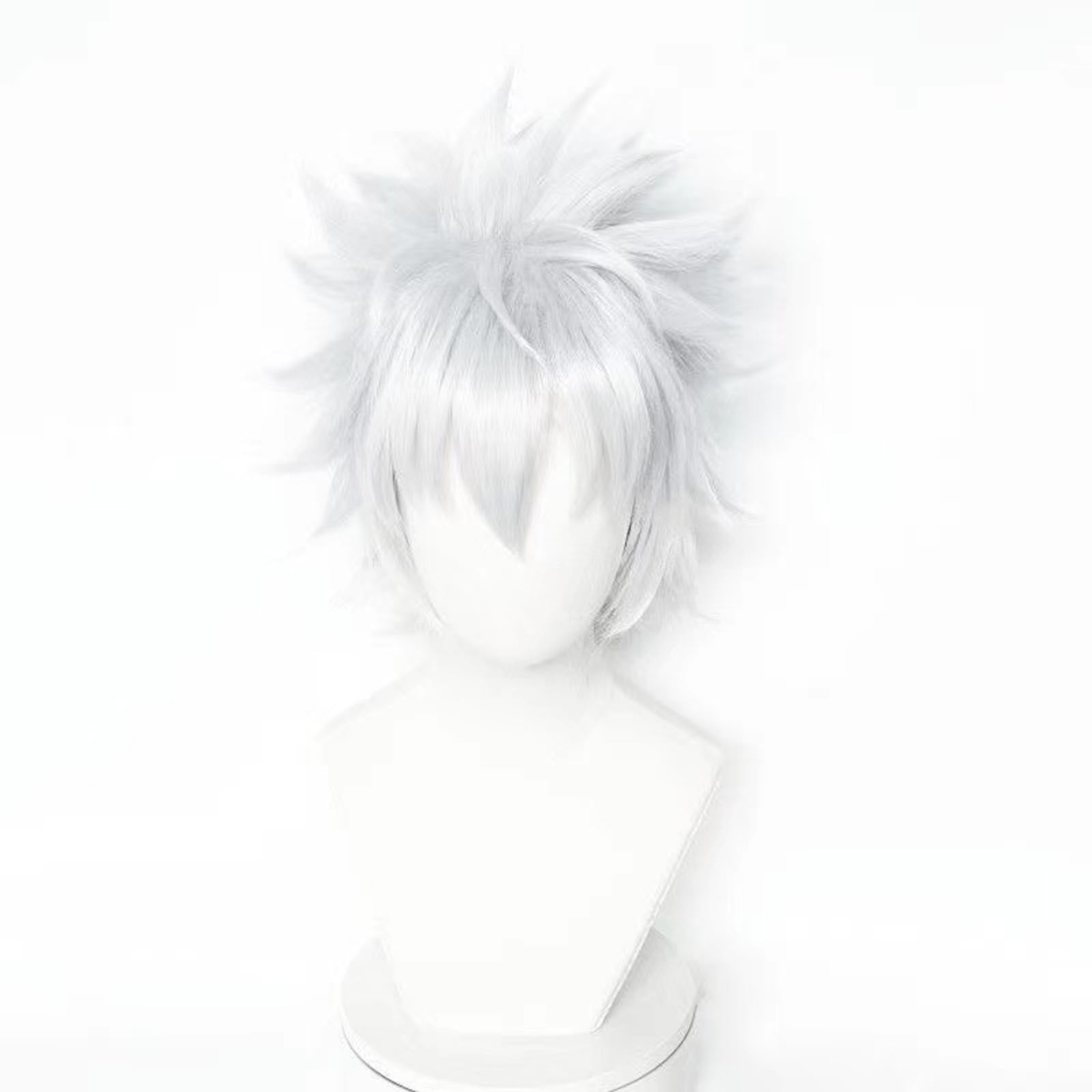 WCCNKK HUNTER×HUNTER Killua Zoldyck Cosplay Perücke Silbrig-Weißes Kurzes Haar Comic Rollenspielperücken + Perücke Kappe, Geeignet Für Halloween-Party, Nachtleben, Anime-Geschenk