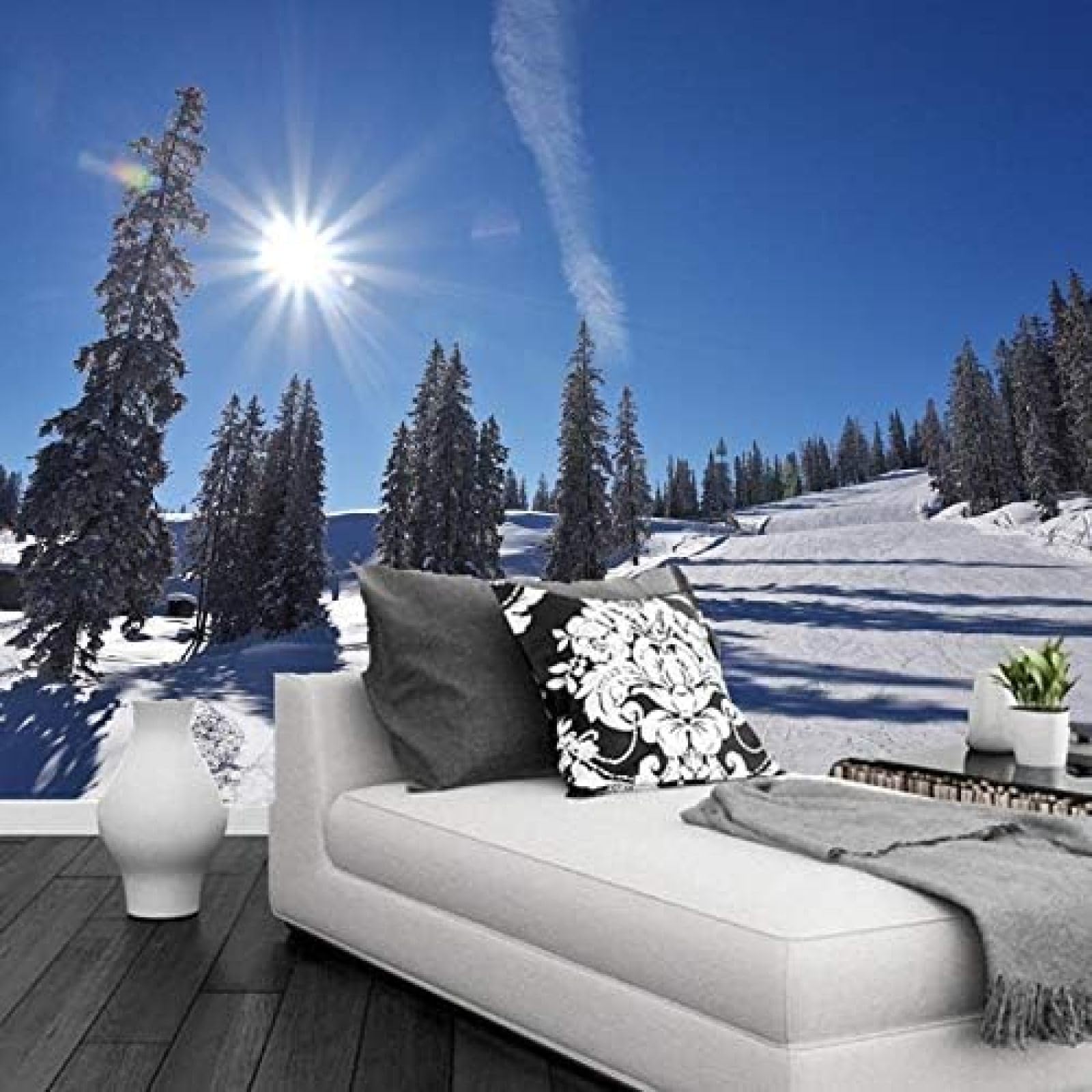 XLMING Natur Landschaften Sonnenaufgang Wald Schnee Bäume 3D Tapeten Home Esszimmer Sofa Schlafzimmer Wohnzimmer TV Hintergrund-250cm×170cm