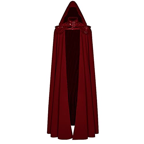 WANGTIANXUE Mittelalter Kleidung Herren Umhang Vintage Gothic Stil Kapuzenumhang Große Größen Männer Umhang Halloween Cosplay Kostüme für Erwachsene