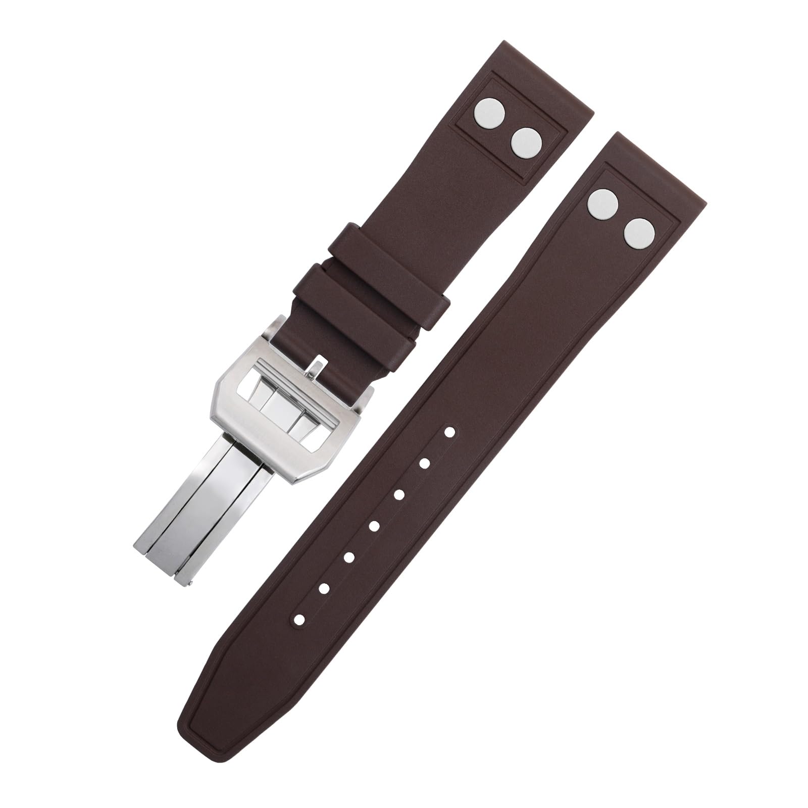 IOTUP Uhrenarmband für IWC Big Pilot Mark Portugieser, 22 mm, Fluorkautschuk mit Nieten, weiches Armband, 20 mm, Achat