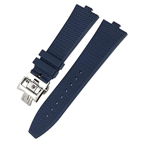 YIHANSS 24mm * 7mm Fluorkautschuk-Uhrenarmbänder passend für 5500V 4500V 7900 Schwarz Blau Uhr Herren wasserdichtes Armband