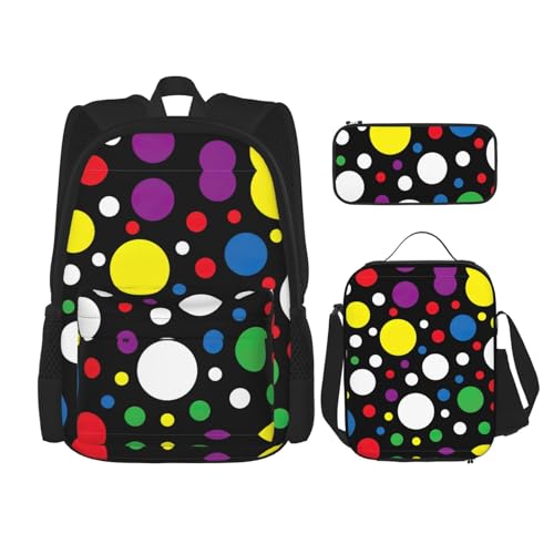 WURTON Twister Reise-Lunchbox, Federmäppchen, Rucksack-Set, 3-teilig, verstellbare Riemen, leicht, Schwarz, Einheitsgröße