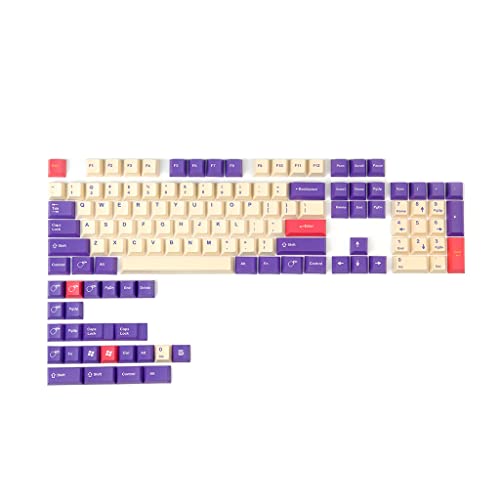 PBT-Tastenkappen mit 128 Tasten, Pflaume für Tastenabdeckungen, Kirschprofil für Cherry MX Game-Player-Tastatur, einzigartig für Tastenkappen, Farbstoff-Sub-Tastenkappen, Tastenkappe, Kirschprofil,