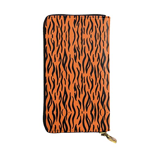 DMORJ Tiger Stripes Orange Muster Leder Lange Clutch Geldbörse: 19 x 10 cm Bequem Leicht Wasserdicht Langlebig Schönes Geschenk, Schwarz, Einheitsgröße, Schwarz , Einheitsgröße