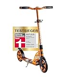 SIX DEGREES Aluminium Scooter mit Klappmechanismus u. Ständer, 205 mm, höhenverstellbar, GS-geprüft, orange, TESTSIEGER