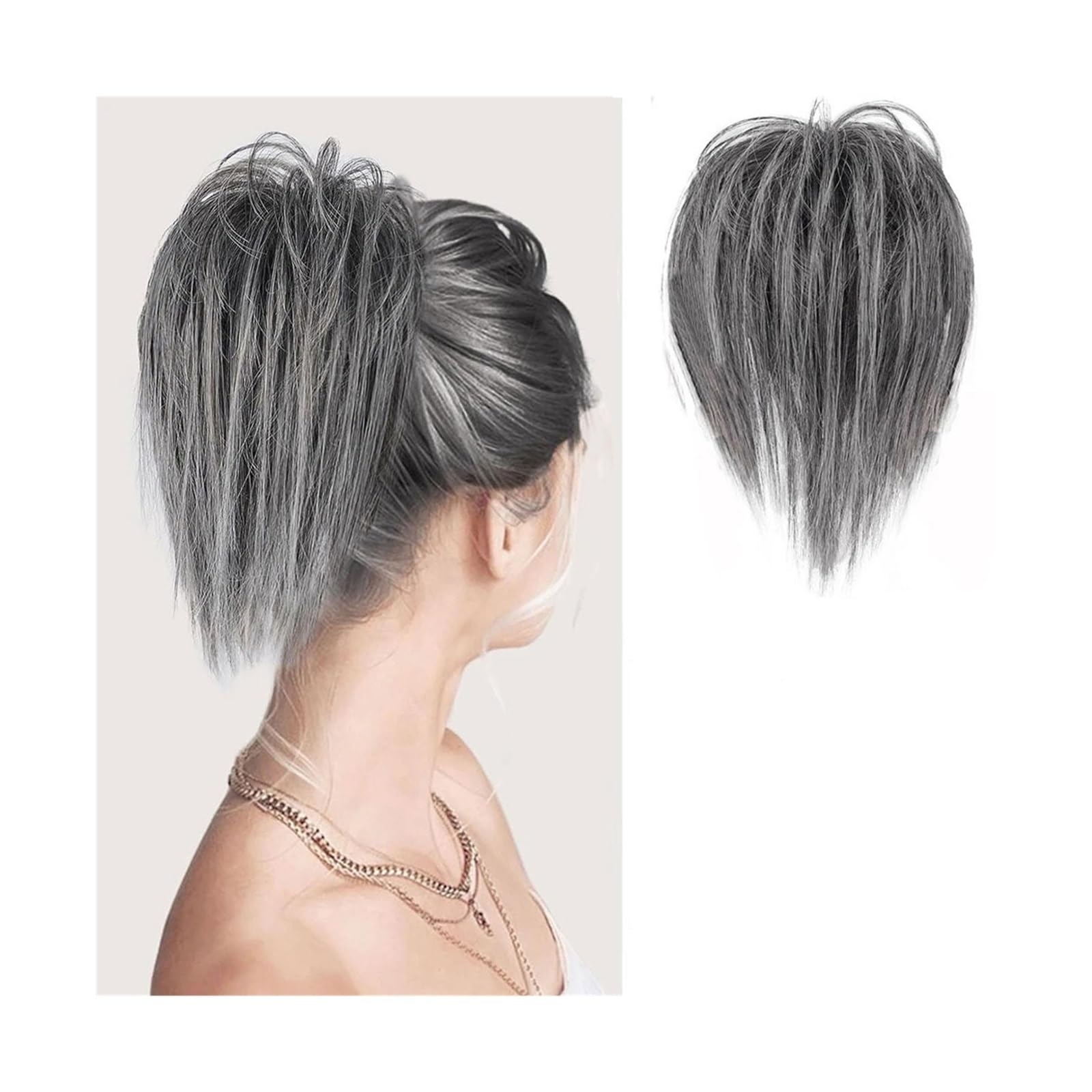 Haarteile Haarknoten Messy Bun Haarteil, Krallenclip, Messy Hair Buns Extensions, Tousled Updo, gewellte, lockige Haarteile for Frauen, Krallenclip, Pferdeschwanz-Dutt Brötchen Haare(AS01-88AI89A)