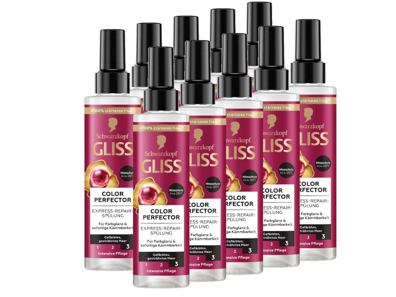 Gliss Express-Repair-Spülung Colour Perfector (10x 200 ml), Haarspülung für getöntes, gesträhntes oder gefärbtes Haar, Hitzeschutz bis zu 230 °C