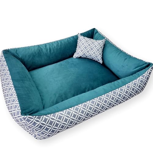 4L Textil Hundebett OTTO Boho Design Hundekissen Etno Hundekorb für mittelgroße und grosse Hunde Hundekörbchen Haustierbett Schlafplatz Hundekissen Katzenbett Katzenkorb Comfy Calming Pet Bed Waschbar Robust (100x80 cm, Boho 01)