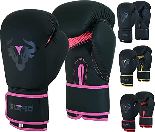 Islero Fitness Boxhandschuhe für Kinder, Mattschwarz, für Mädchen, Junior, MMA, Muay Thai, Junge, Kampfsport, Kickboxen, Sparring-Training, Kämpfe (Rosa, 170 g)