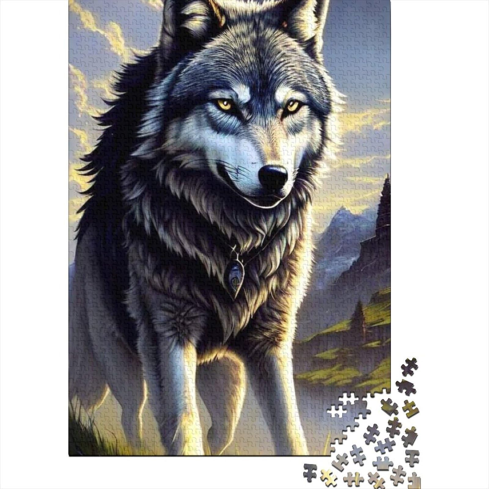 1000-teiliges Puzzle für Erwachsene Teenager, Fantasy Strange Wolf, Holzpuzzle für Teenager, Geschenke, großes Holzpuzzle für Erwachsene (Größe: 75 x 50 cm)