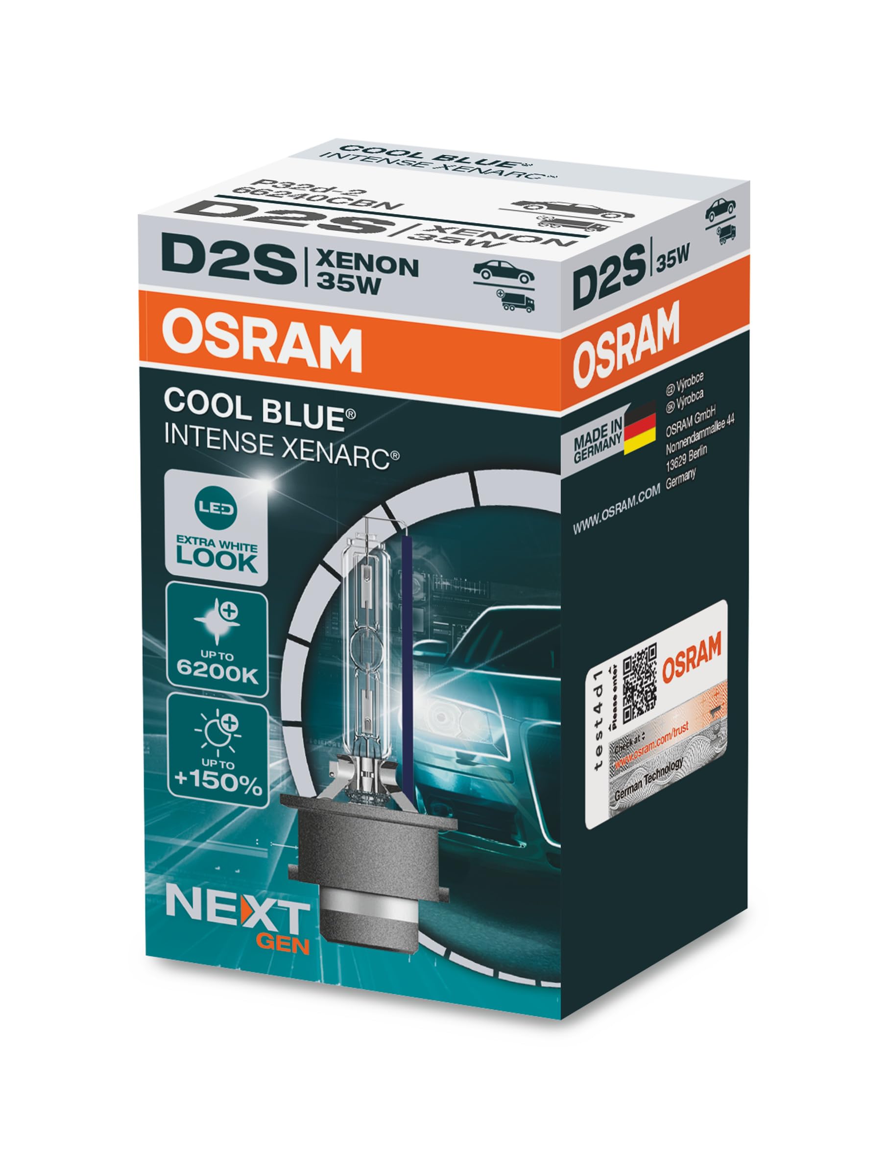 Osram Xenarc Cool Blue Intense NextGen HID-Xenon Birne - D2S - 12V/35W - pro Stück (max. 6200K)