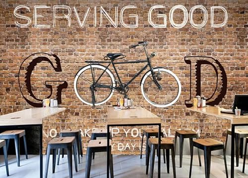 tyujlkjddlf Tapete Wandbild 3D Benutzerdefinierte Backsteinmuster Fahrrad Ktv Restaurant Bar Internetcafé Hintergrundwand-250Cmx175Cm