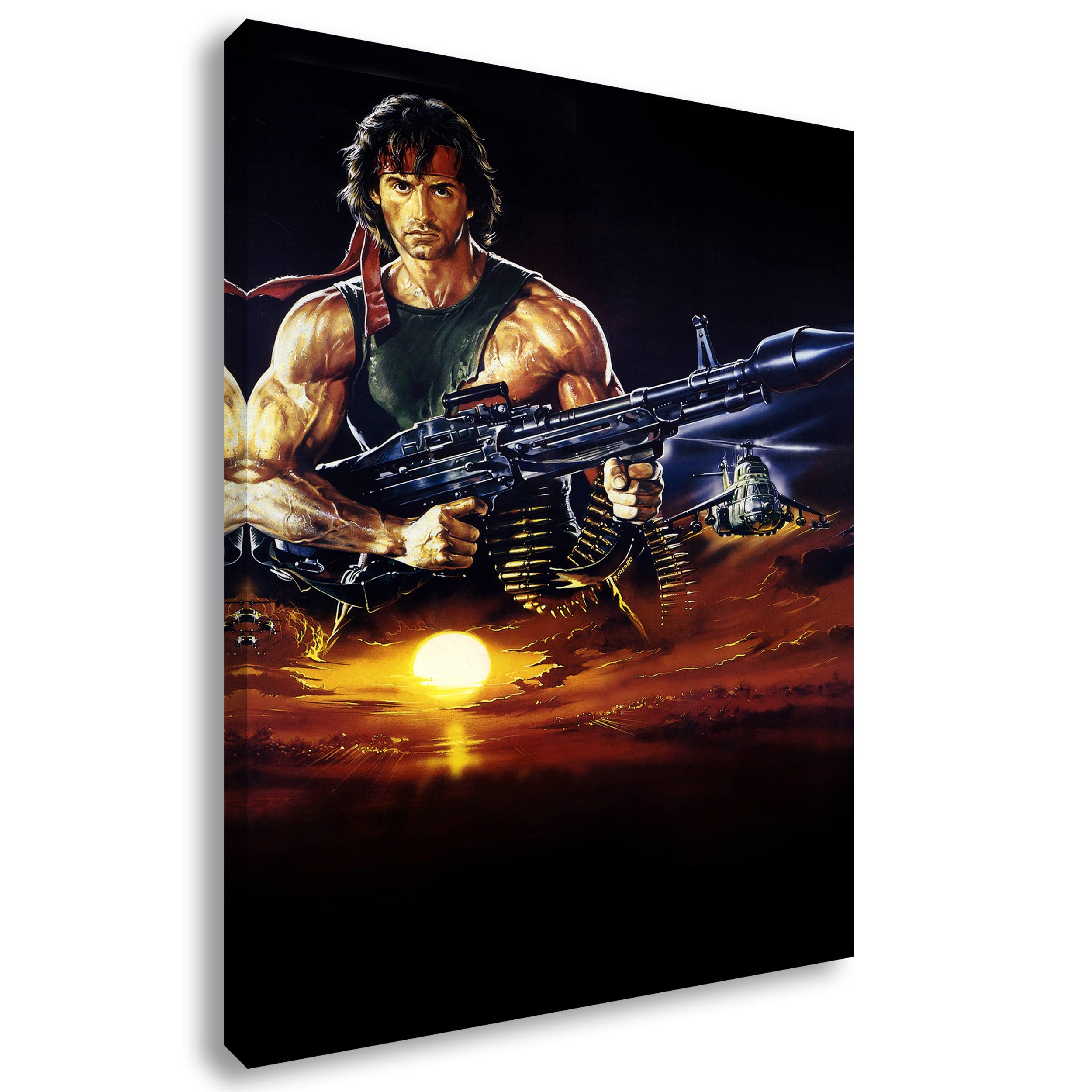 Artis Prints Leinwandbild Rambo | Action - Hollywood - Film, Wandbild auf Keilrahmen gespannt - Klein bis XXL, Wohnzimmer - Flur - Dekoration