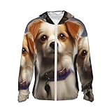 CSGJMYGS Hübscher Hunde-Sonnenschutz-Kapuzenpullover mit LSF 50+, leicht, langärmelig, Sonnenshirt mit Taschen, Schwarz, Größe XXL