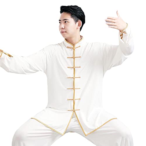 ZEDDG Tai Chi Anzug damen Herren Chinesische Kung Fu Kleidung Wing Chun Kleidung Zen Meditation Uniform Kampfsport Kleidung Yoga Anzug,Gold-XXL