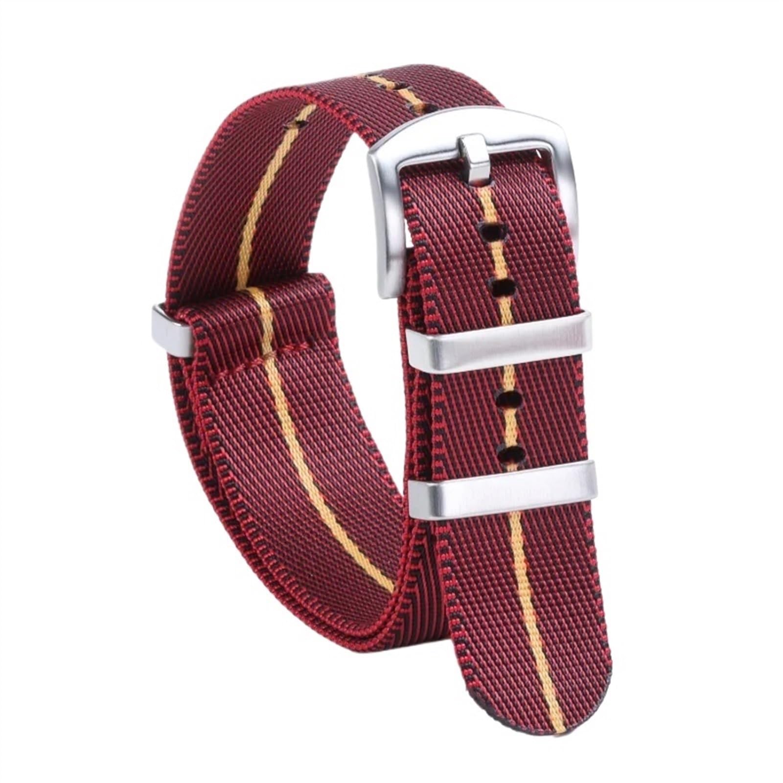 THBGTCNQ 18 mm, 20 mm, 22 mm, Nylon-Uhrenarmband for traditionelle Uhren, sportliches wasserdichtes Armband, Schnellwechsel-Uhrenzubehör(Red khaki,22mm)