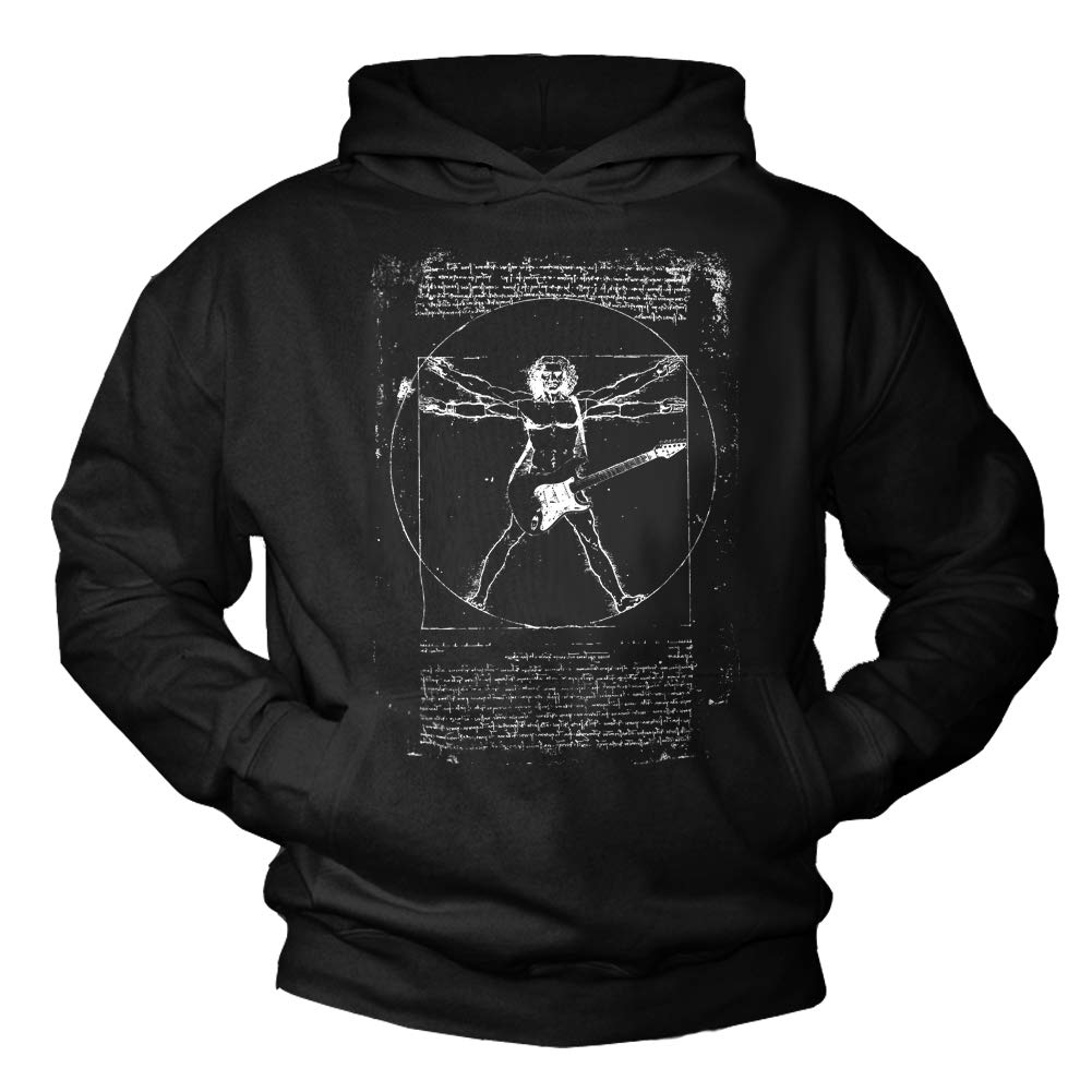 MAKAYA Pullover mit Kapuze - Da Vinci Sweatshirt Gitarre Kapuzenpullover Musik Geschenke schwarz Größe M