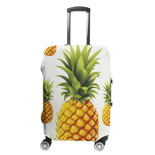 CSGJMYGS Reisegepäckabdeckung, elastisch, waschbar, modisch, kratzfest, gelbe Ananas auf weißem Hintergrund, Illustration, Koffer-Schutz, passend für 45,7 - 81,3 cm Gepäck, Stil 1, XL