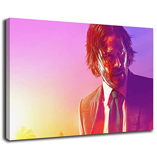 Leinwandbild John Wick, Cover, Movie Art, Neon-Farben, Klein bis XXL, Inneneinrichtung - Wohnzimmer - Wohnung, Dekoration