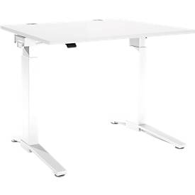 Schäfer Shop Genius Schreibtisch PLANOVA ERGOSTYLE, elektrisch höhenverstellbar, Rechteck, C-Fuß, B 1200 x T 800 x H 715-1182 mm, weiß