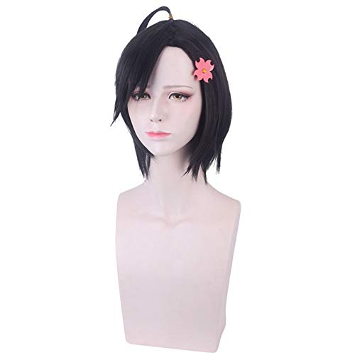 LINLINCD Cosplay wig ID: INVADED Koharu Hondomachi Schwarze kurze Perücke Cosplay Kostüm Hitzebeständige synthetische Haare Karneval Party Perücken (keine Kopfbedeckung）