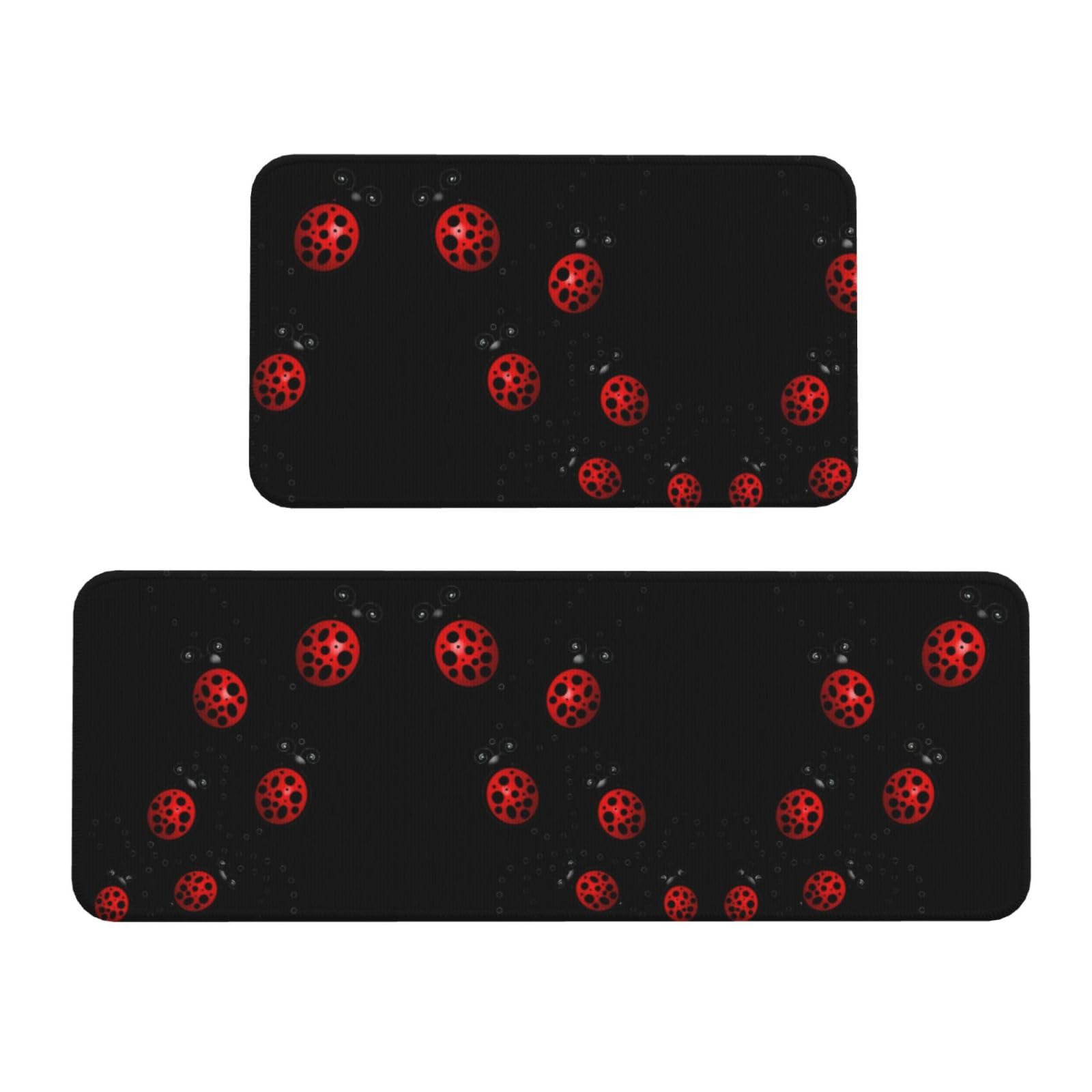 YQxwJL Art Ladybug Tracks Print Küchenmatte, 2-teiliges Küchenteppich-Set, rutschfest, wasserdicht, Küche, Bodenmatte, für Flur, Büro