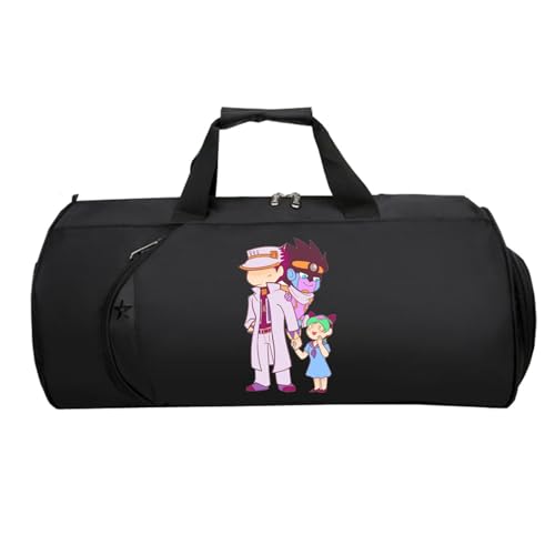 Jo-Jo's Bizar-re Adventu-re Sporttasche Klein, Groß Wasserdicht Sporttasche, HandgepäCk Unisex G.ym Wochenendtasche Flugzeug(Black 7)