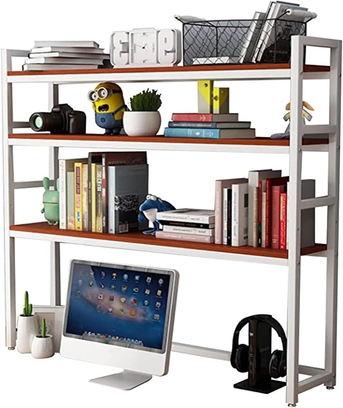 QYZUJIKL Desktop-Bücherregal Desktop-Bücherregal für Computer - Verstellbares Schreibtisch-Bücherregal-Organizer-Rack, Desktop-Bücherregal-Aufbewahrungsregal