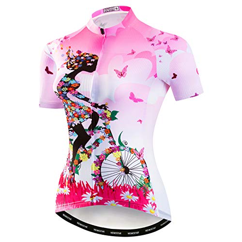 Damen Radtrikot Sommer Kurzarm Fahrrad Shirt Atmungsaktive Fahrradjacke