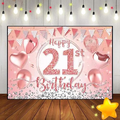 Alles Gute zum 21. Geburtstag Foto Rot Fotografie Hintergründe Ballon Kust Hintergrund Vinyl Dekoration Banner Erwachsene Junges Mädchen 300x200cm