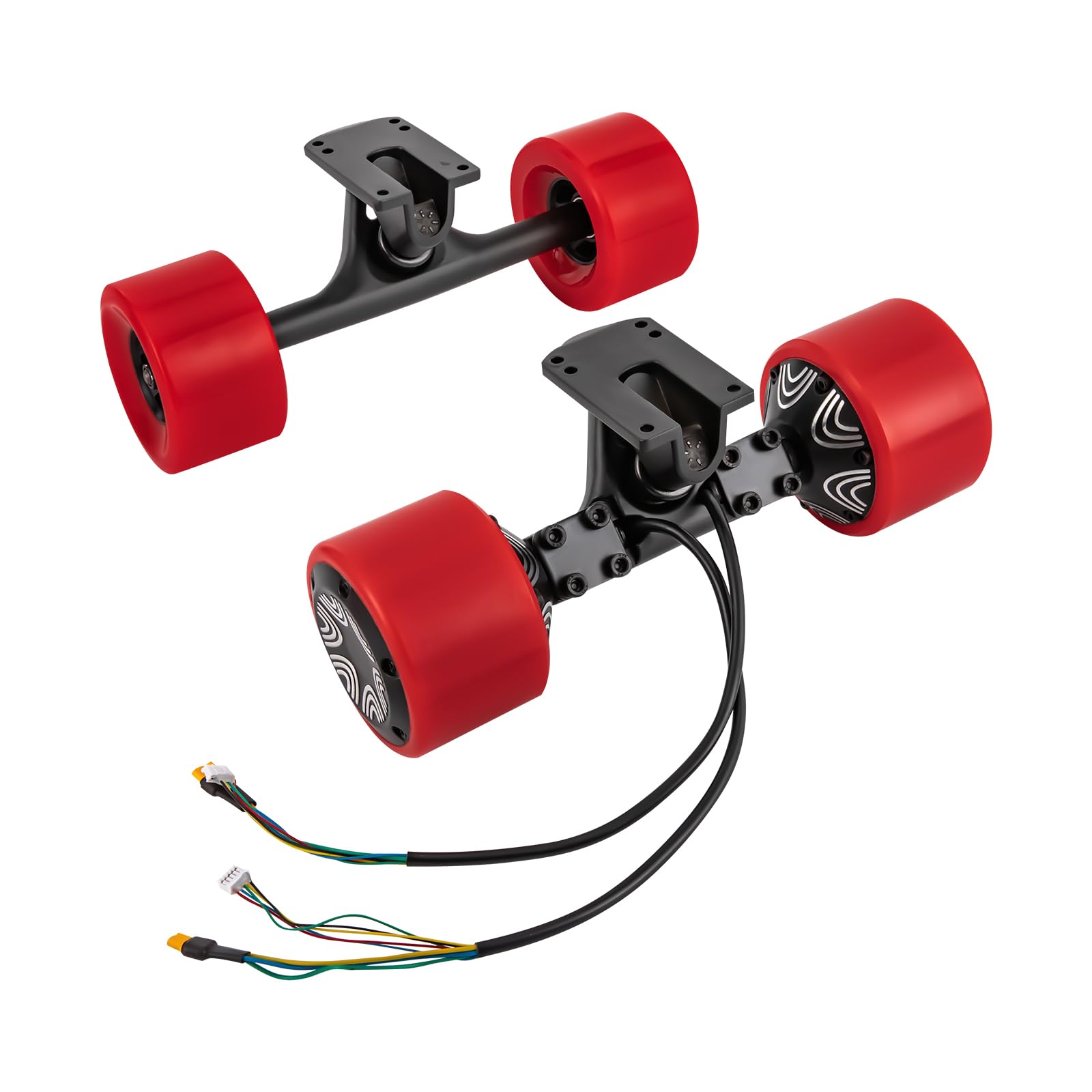 Dual Motor Set für elektrisches Skateboard Speed Skateboarding Ausrüstung Pu Rad 250W Skateboard Brushless Nabenmotor Kit IP44 Wasserdicht 220.46lbs Tragfähigkeit (Rot)