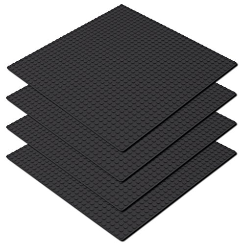 Katara 1672 - Platte Bauplatte 4er Set 100% Kompatibel Lego, Sluban, Papimax, Q-Bricks, 25,5cm x 25,5cm/32x32 Pins, Schwarz