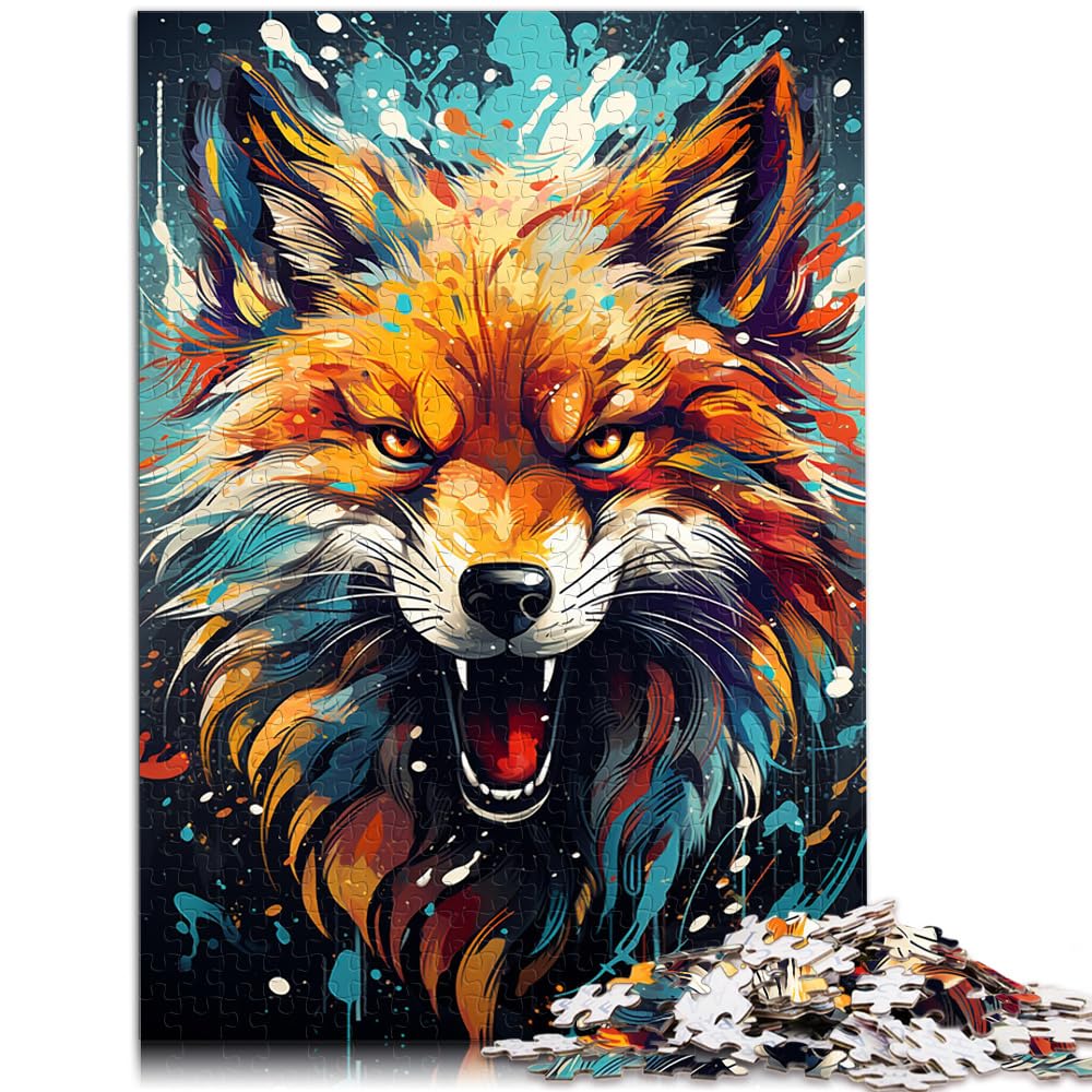 Spielgeschenk Puzzle Bizarrer bunter Fuchs Puzzle 1000 Teile Puzzle für Erwachsene Holzpuzzle für Familienspaß und Spieleabend 1000 Teile (50x75cm)