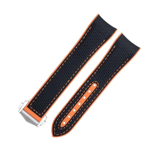 IOTUP Uhrenarmband für Omega Seamaster 600, weiches FKM, Fluorkautschuk, Nylon-Textur, Vollgummi-Uhrenarmband, Faltschließe für 43,5 mm Zifferblatt, 21 mm, 22 mm, Achat