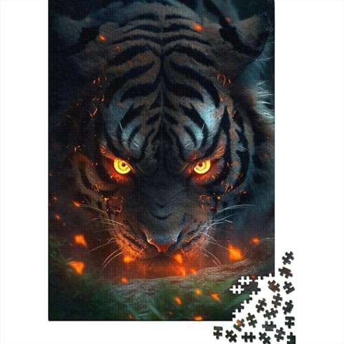 Tiger of The Darkwood Forest Holzpuzzle für Erwachsene, 1000-teiliges Puzzle für Erwachsene Teenager als Geschenk für die ganze Familie und die (Größe: 75x50cm)