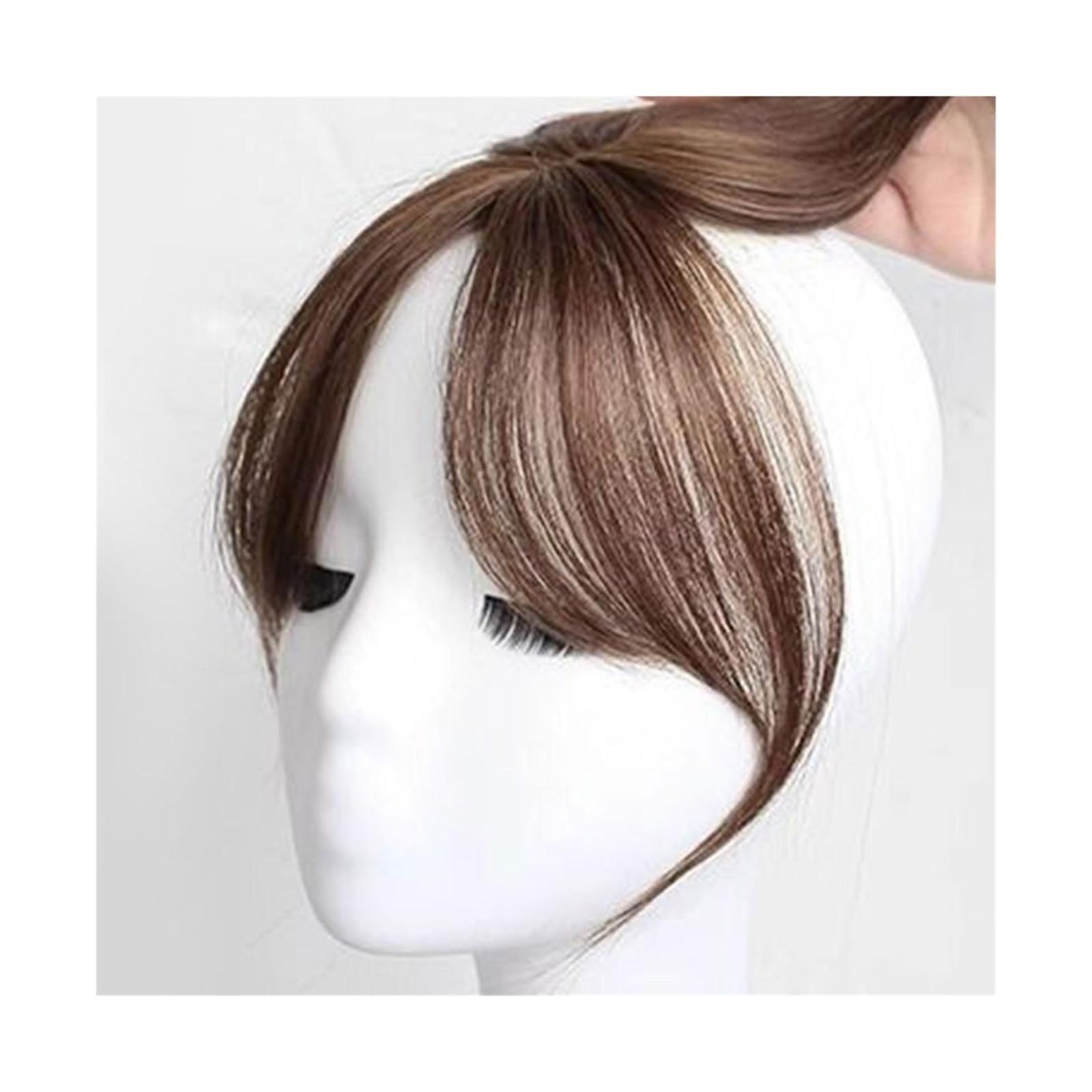 Pony Extension für Damen Acht Charakter Pony Perücke Luft Pony Haaransatz Natürliche Stirn Unsichtbare Simulation Pony Perücke Stück Pony Verlängerung Falsche Quasten Fringe Bangs(Light Brown)