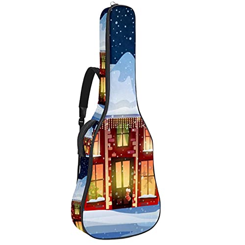 Gitarrentasche Schutz- und Transporttasche für akustische und klassische Gitarren wasserfest und gepolstert Winterhaus Schneemann 108.9x42.9x11.9 cm