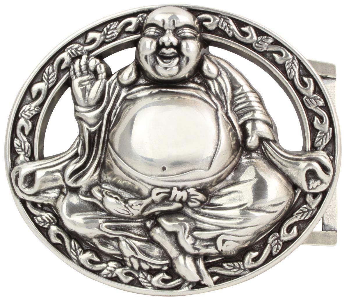 BELTINGER Gürtelschnalle Buddha 4,0 cm | Buckle Wechselschließe Gürtelschließe 40mm Massiv | Wechselgürtel bis 4cm | Silber