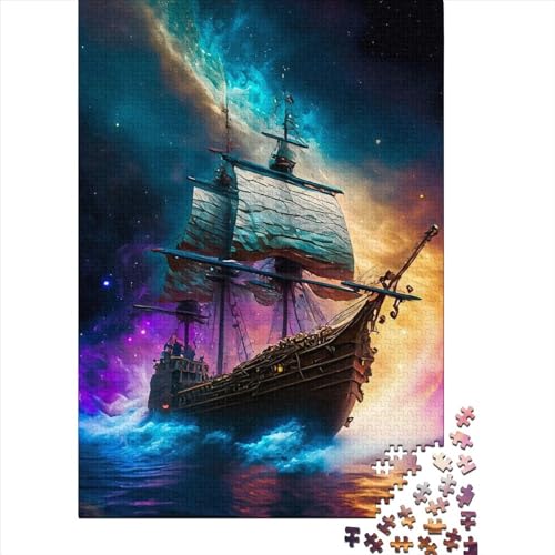 Puzzle für Erwachsene, 1000 Teile, magisches Piratenschiff, lustiges Puzzle für Erwachsene, 1000 Teile, ganze Familie, 75 x 50 cm